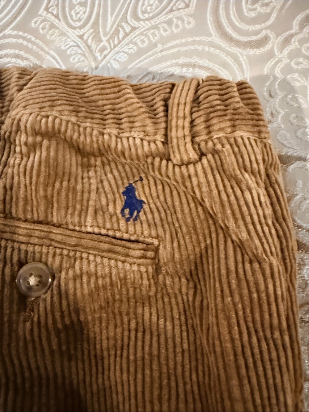 Polo by Ralph Lauren Tan Corduroy Kids Pants with Blue Pony
